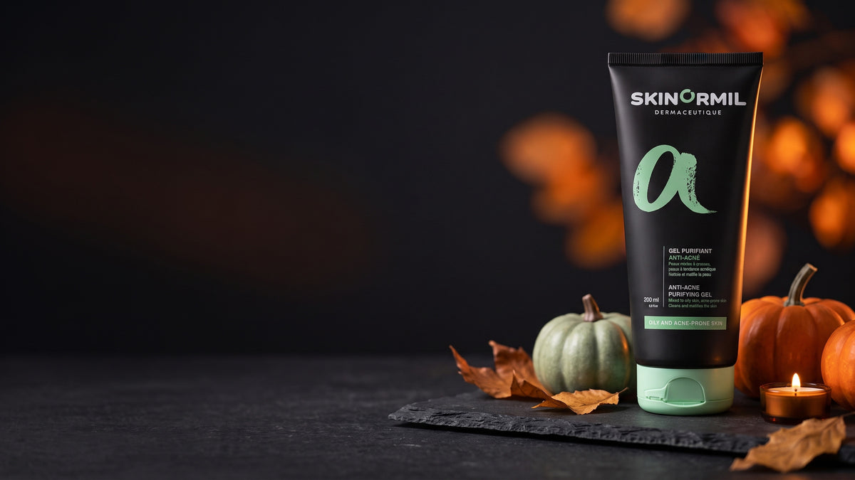 Skinormil Purifying Gel Anti-Acne with autumn pumpkins – Halloween 2026